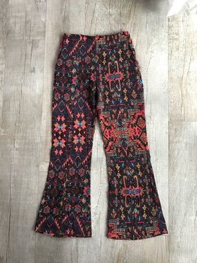 STONE COLD FOX OTWAY BELLS Linen/Silk Blend Carpet Print Kick Flare Pants